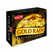 HEM - Gold Rain - 120 Incense Cones - Bulk Box - Indian Dhoops
