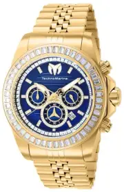 TechnoMarine Men's TM-221005 Manta Ray 47mm Gold & Blue Dial with Stones