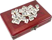 BCOATH 1 Set Mahjong Set Travel Game Kit for Camping Parties Outdoor Fun Printing Complete Accessories Present for Friends Family