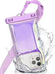 MOLOSLEEVE 1 Pack Waterproof Phone Pouch [Floatable], Waterproof Phone Case for iPhone 16 Pro Max/15 Pro/14/13/12, IP68 Cellphone Dry Bag Beach Cruise Ship Essentials,Travel Essentials, Iridescent-7″