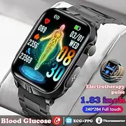 Pulse Physiotherapy ECG Blood Glucose Smart Health Watch Fitness Running Watch Bluetooth Temperature Monitoring Pedometer Compatible with Android iOS Women Men