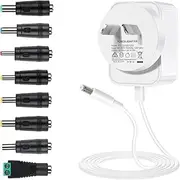 YOSHINE Power Supply Adapter – Universal 12V 1A AC to DC Adapter with 8 Adapter Plugs, SAA Listed Power Supply Converter Adapter for Diffuser Humidifier, LED Strip, Monitor, Router and More (1.5m)