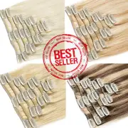 Clip in Hair Extensions 100% Remy Human Hair Extensions Full Head 8 Pieces Weft