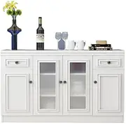 French Provincial Buffet Sideboard Cabinet 2 Drawers 4 Doors Matte White 140CM