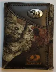 ZEP PRO Alabama Elephant Mascot MOSSY OAK Camo Trifold Wallet TIN GIFT BOX