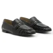 AllSaints Womens Sapphire Loafer US 11 EU 41 Black Leather Square Toe NIB