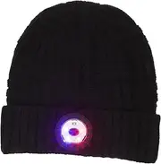 [CATIEBYE] 1Set LED Light Knitted Hat Warm Running for Night Outdoor Activities for Running Cycling and Camping Black