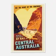 Galrie Vintage Central Australia Train Travel Poster for Winter Holidays, Poster Only, A1 60 x 84cm (23 x 33inch)
