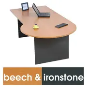 LOGAN P END DESK 2100mm W x 900/ 1200mm D x 730mm H Beech & Ironstone