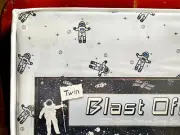 Blast Off! Astronaut Outer Space Ship Cotton Twin Sheet Set 100% Cotton