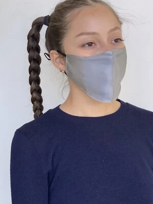 Washable 100% Mulberry Silk Grey Face Mask ,adjustable ,breathable,cooling