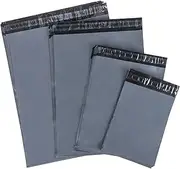 NOTEZMATE 100pcs Plastic Mailing Postal Bag,Mixed 4 Sizes Postage Bags Self Seal Packing Tamper-Proof Poly Postage Mail Sacks Envelopes Mailers for Mailing, Postage, Shipping & Delivery,Grey
