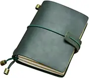 Operitacx Long-Lasting Diary Notebook Checkered and Blank Paper Leather Cover for Travelers Notebook