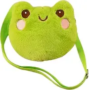 [Generic] Frog Purse Bag, Anime Plush Purse Soft Fluffy Frog Coin Purse, Frog Crossbody Bags, Cute Plush Frog Crossbody Travel Bag, Frog Pouch, Crossbody Bags (Green, 25cm)