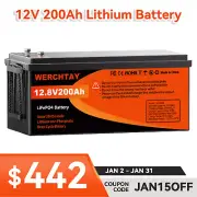 12V 200Ah 300Ah Lithium Iron Phosphate Battery LiFePO4 Rechargeable Camping RV