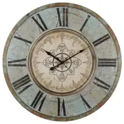 60cm Large Vintage Round MDF Decor Fleur Design Roman Numeral Wall Clock