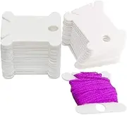 BlingKingdom 50pcs White Plastic Floss Bobbins Cross Stitch Embroidery Thread Organiser Floss Bobbins Card for Cotton Thread Sewing Storage