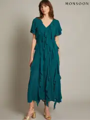 Monsoon Blue Renata Ruffle Maxi Dress (F22769) | $288