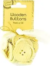 [33PCE] Krafters Korner Wooden Hand Craft Buttons Natural Wood Colour, Durable and Versatile Crafting Supplies