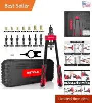 Compact Hand Rivet Tool with Blow Molded Carry Case - 7 Metric & Inch Mandrels