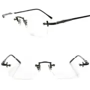 Modern Upscale Stylish Rimless Mens Gunmetal Rectangle 2.25 Reading Glasses