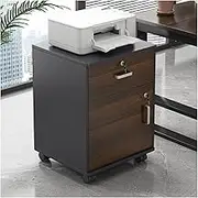 Wooden File Cabinet Log Collar with Lockable Casters and Mobile Filing Storage Organizer