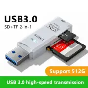 2 In 1 USB 3.0 Card Memory Reader High Speed Micro SD Writer Adapter White Black