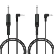 2 Pack 3ft 6.35mm 1/4" Mono Male to 3.5mm 1/8" TS Mono Male 90 Degree Right A...