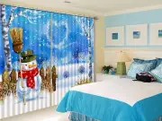 3D Snowman 23 Blockout Photo Curtain Printing Curtains Drapes Fabric Window AU