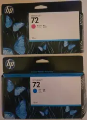HP 72 Ink Cartridge C9371A 130ml Magenta & HP 72 Cyan Ink - Expired Sept 2020