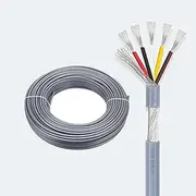 5-core 20 Gauge Electrical Wire Tinned Copper Spiral Shield 18AWG Gray 15-200FT PVC Outer Jacket 300V 80℃ Industrial Automation and Control System Hookup Wire(15ft(5M),20AWG-5C-Gray)