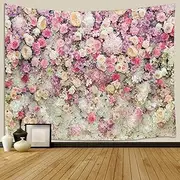 JAWO Colorful Flower Tapestry Wall Hanging, Romantic Wall Full of Flowers Yellow White Pink Rose Wildflower Wall Tapestry Home Decoration Wall Decor Art Tapestries for Bedroom Living Room College Dorm