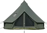 WaldZimmer Cotton Canvas Bell Tent with Stove Jack, Roomy 4m Family Yurt Tent for 4-6 Person, 4 Season Tent with Zipped Removable Floor for Camping and Glamping