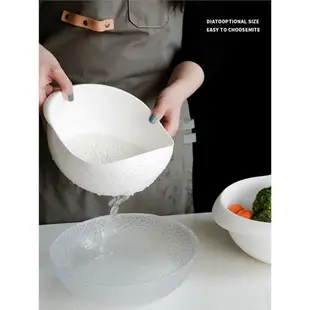 創意淘米神器洗菜瀝水籃子廚房塑料小孔洗米盆篩框日本多功能小號