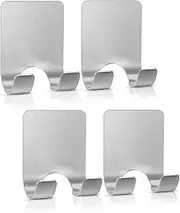 VIS'V Shower Wall Razor Holder, Metal Adhesive Razor Hooks for His and Hers, Waterproof, Silver, 4 Pcs