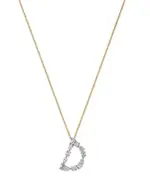 Bloomingdale's Fine Collection Luxe Collection Certified Mixed Cut Lab Grown Diamond Letter D Initial Pendant Necklace in 14K White & Yellow Gold, 0.5 tcw