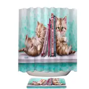 Funny Cute Cats Designs Books and Kittens Shower Curtain