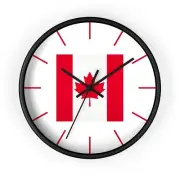 Flag World White Canadian Flag Wall Clock, Home Decor, Gifts for Canada Day