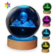 3D Crystal Ball Night Light Gifts,7 Color Change Decor Lamp Black Myth Goku