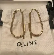 Celine Small Hoop Earrings Gold Brass Phoebe Philo