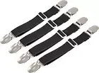 4Pcs Adjustable Bed Sheet Fasteners Suspenders, Elastic Sheet Band Straps Clips,