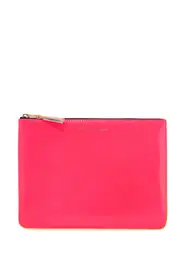 [COMME DES GARCONS WALLET] COMME DES GARCONS WALLET compact wallet in fluorescent pink and yellow goat leather with zip OS Fluo