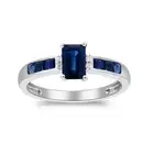 Gin and Grace Lyla 10K White Gold Emerald-Cut Ceylon Blue Sapphire Ring 0.60tcw