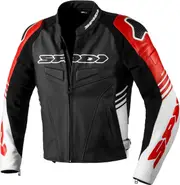Spidi Track Warrior, leather jacket , color: Black/White/Red , size: 52