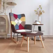 vidaXL Rocking Chair with a Stool Patchwork Fabric OLL
