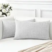[Artscope] Cushion Covers Set of 2 Linen Decorative Square Pillowcases Pillow Covers 30x50cm for Home Decor Sofa Bedroom Car (Light Gray, 12x20)