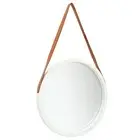 Wall Mirror with Strap 50 cm White Decorative Home Accent Modern Design 20364