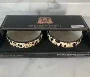 Limited Edition Juicy Couture Ceramic Pet Bowls 16 oz Multi Leopard 2pc Set