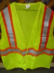 SAFETY VEST LARGE D.O.T. YELLOW/ORANGE/SILVER HOOK&LOOP CLOSURE