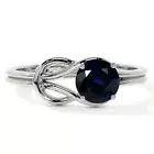 0.65ct Natural Blue Sapphire Ring Platinum Solitaire Engagement Ring For Women